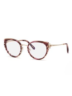 New Chopard VCH367V 01G2 Cat Eye Shiny Streaked Burgundy Women Eyeglasses